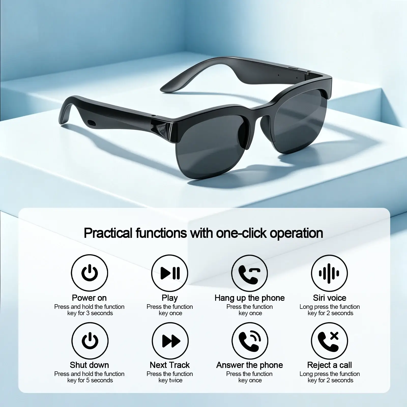 Bluetooth Wireless Smart Audio Sunglasses - Image 1