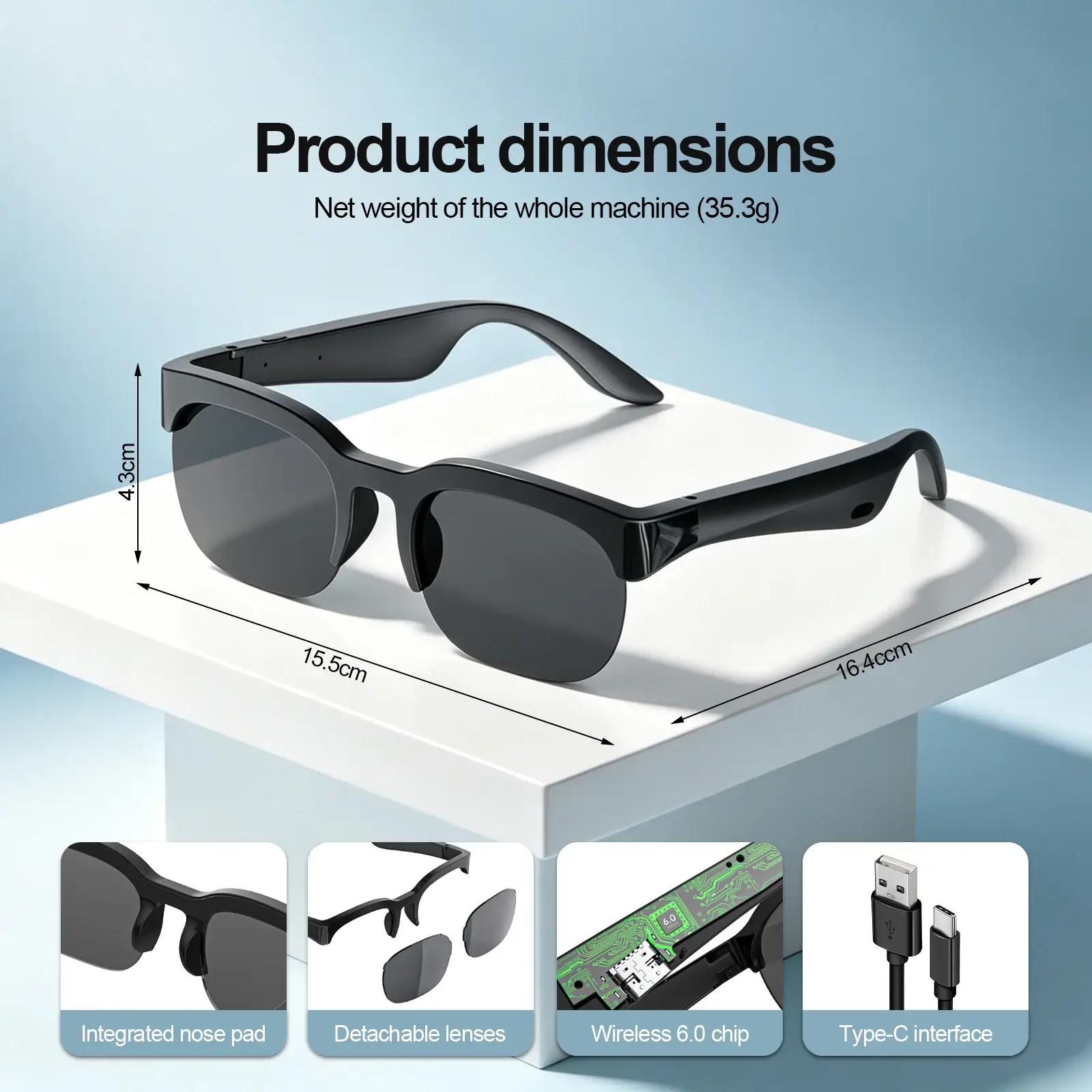 Bluetooth Wireless Smart Audio Sunglasses - Image 2